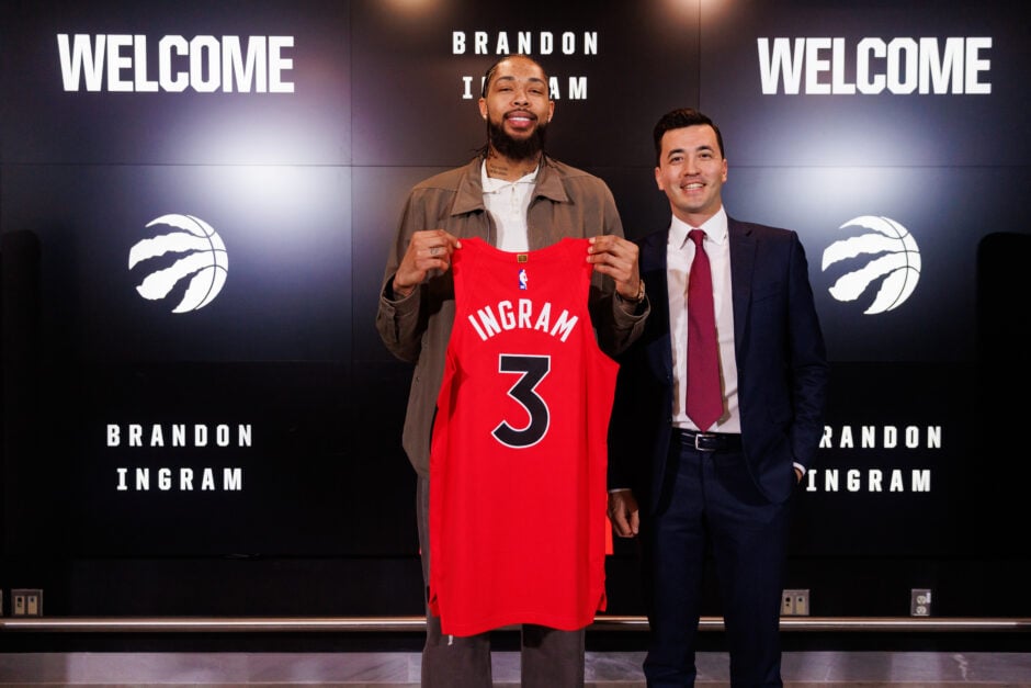 Forward Brandon Ingram after getting traded to the Toronto Raptors, a team he has committed a contract extension to.