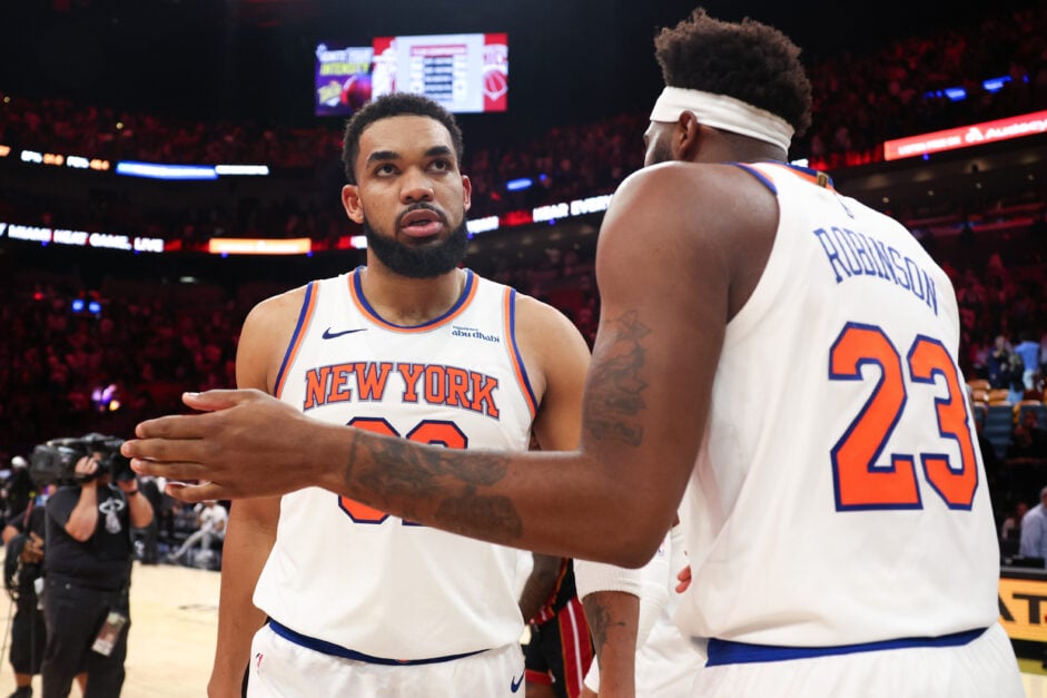 New York Knicks centers Mitchell Robinson and Karl-Anthony Towns