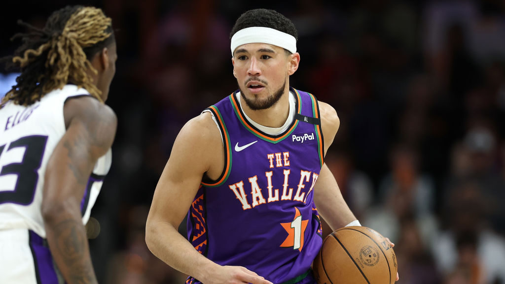 Devin Booker #1 of the Phoenix Sun...