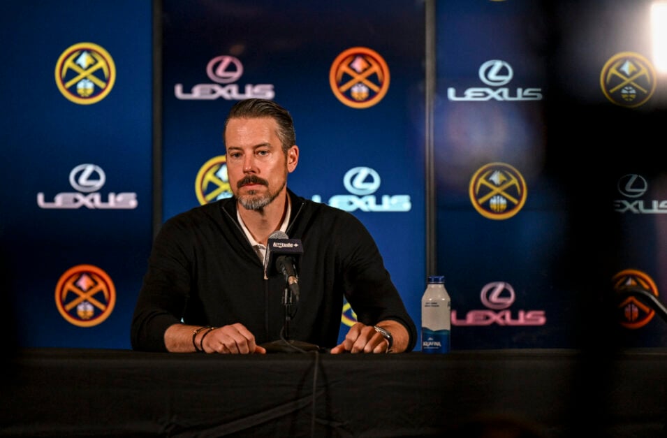 President Josh Kroenke of the Denver Nuggets speaks about the firings of former head coach Michael Malone and general manager Calvin Booth.
