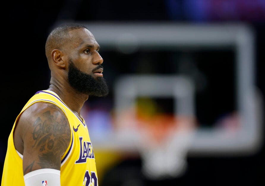 LeBron James playing for the Los Angeles Lakers against the Minnesota Timberwolves in the NBA Playoffs.