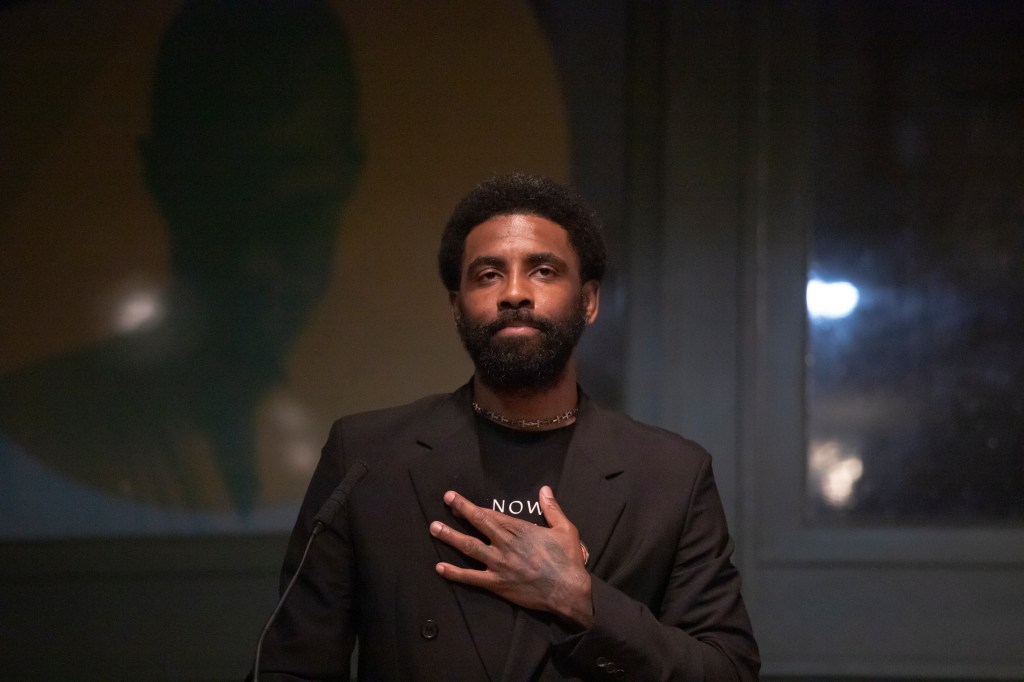 Kyrie Irving attends The Shabazz Center Commemorates Malcolm X's 100th Birthday on May 19, 2025 in New York City. 