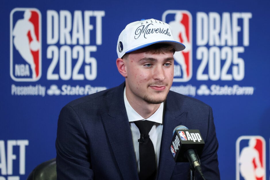 Cooper Flagg during the press conference after selected as the number one pick in the 2025 NBA Draft