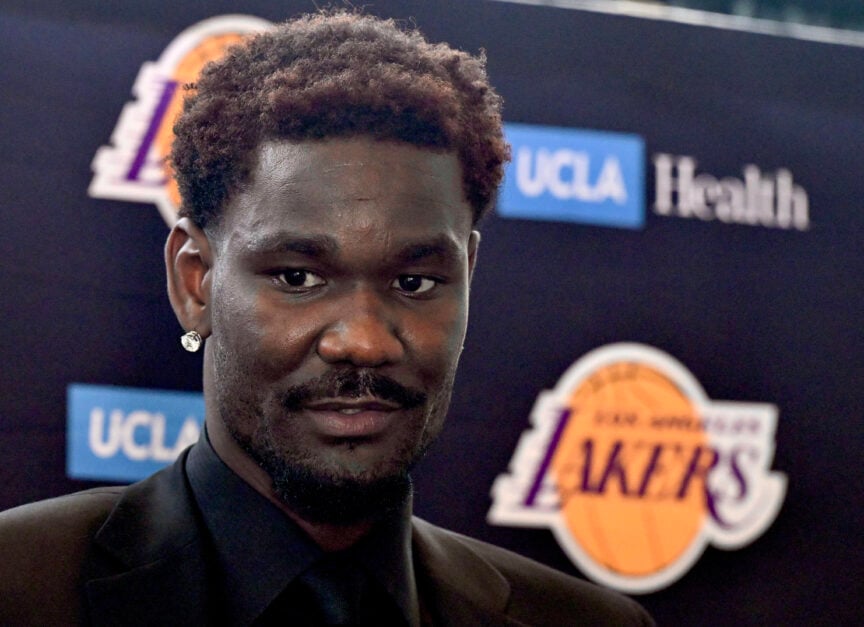Los Angeles Lakers announce newly signed free agent Deandre Ayton during a press conference at the UCLA Health Training Center in El Segundo.