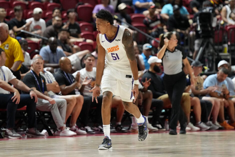 Boogie Ellis celebrates during 2025 NBA Summer League game