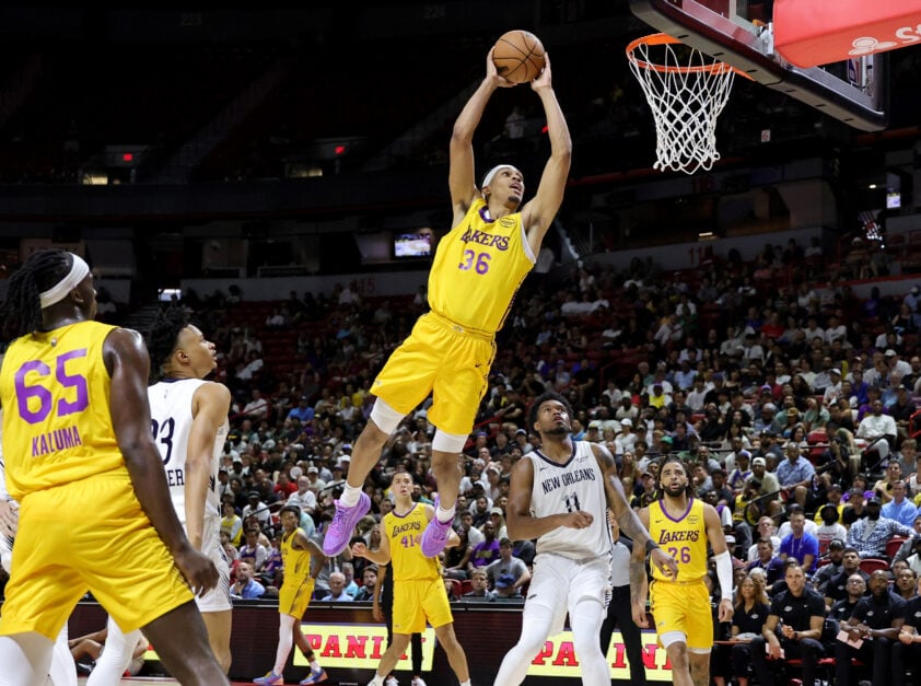 Darius Bazely dunks for LA Lakers at summer league