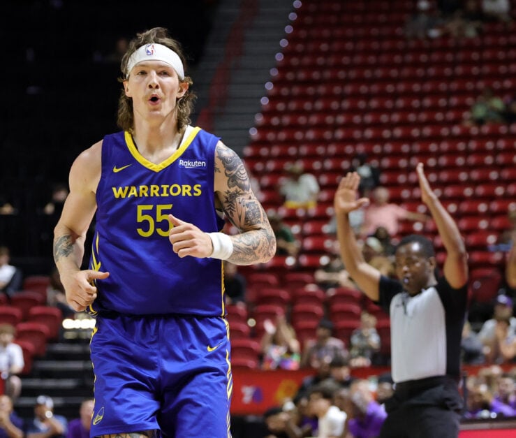 Gabe Madsen on the Golden State Warriors, blue jersey