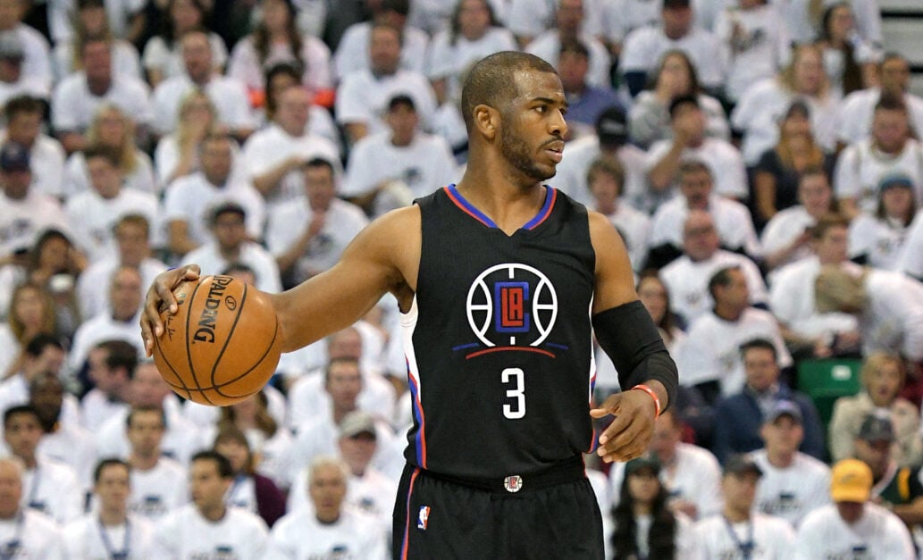 Chris Paul #3 of the Los Angeles Clippers controls the ball in the second half against the Utah Jazz in Game Six of the Western Conference Quarterfinals during the 2017 NBA Playoffs - Los Angeles Clippers v Utah Jazz - Game Six