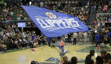 The Los Angeles Clippers have extended their recent tradition of holding training camp in Honolulu and playing a preseason exhibition at the Stan Sheriff Center. Mascot Chuck the Condor waved the Clippers flag in the arena for the October 2023 game against the Utah Jazz.