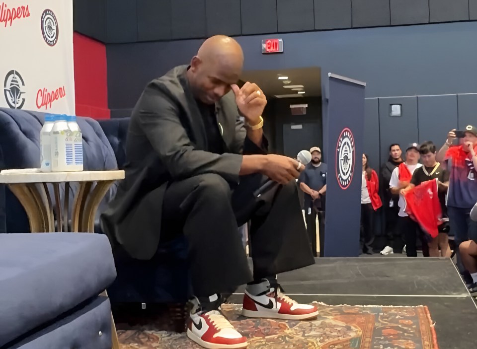 Chris Paul was seen getting emotional during his official Clippers introduction