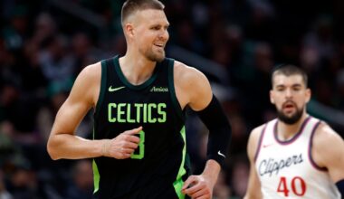 Celtics center Kristaps Porzingis scored 16 points with 6 rebounds and 2 blocked shots in Monday's blowout win over the Clippers at TD Garden.