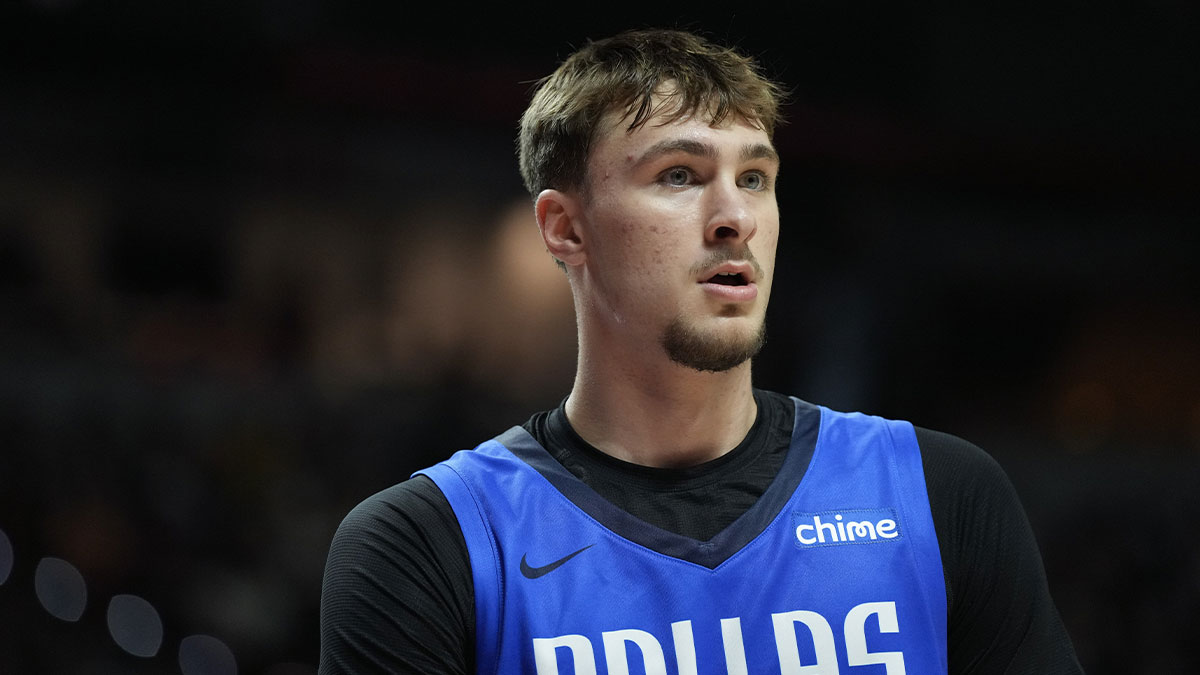 Mavericks forward Cooper Flagg (32) looks on against the San Antonio Spurs in the second quarter of their game at Thomas & Mack Center