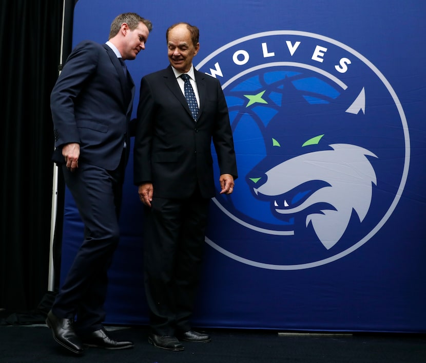 Ethan Casson (left), shown in a 2017 file photo with Glen Taylor, then the Minnesota...
