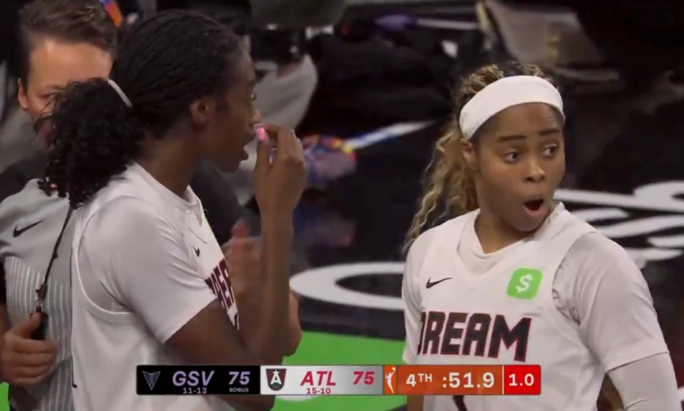 Dream guard Jordin Canada couldn't hide her shock over the object thrown onto the court by a fan