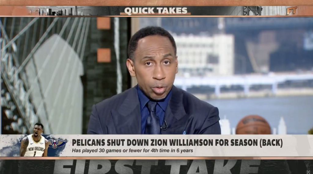 Stephen A. Smith slaps 'bust' label on Zion Williamson