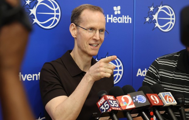 Orlando Magic president of basketball operations Jeff Weltman speaks during...