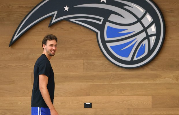 Orlando Magic forward Franz Wagner walks across the court during...