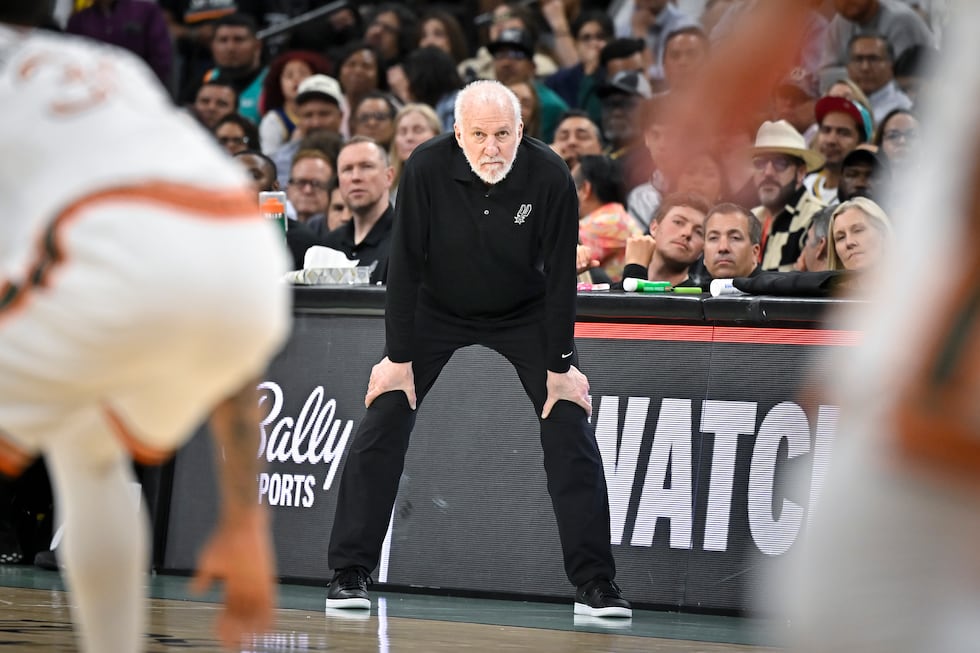 FILE - San Antonio Spurs coach Gregg Popovich watches play during the second half of the...