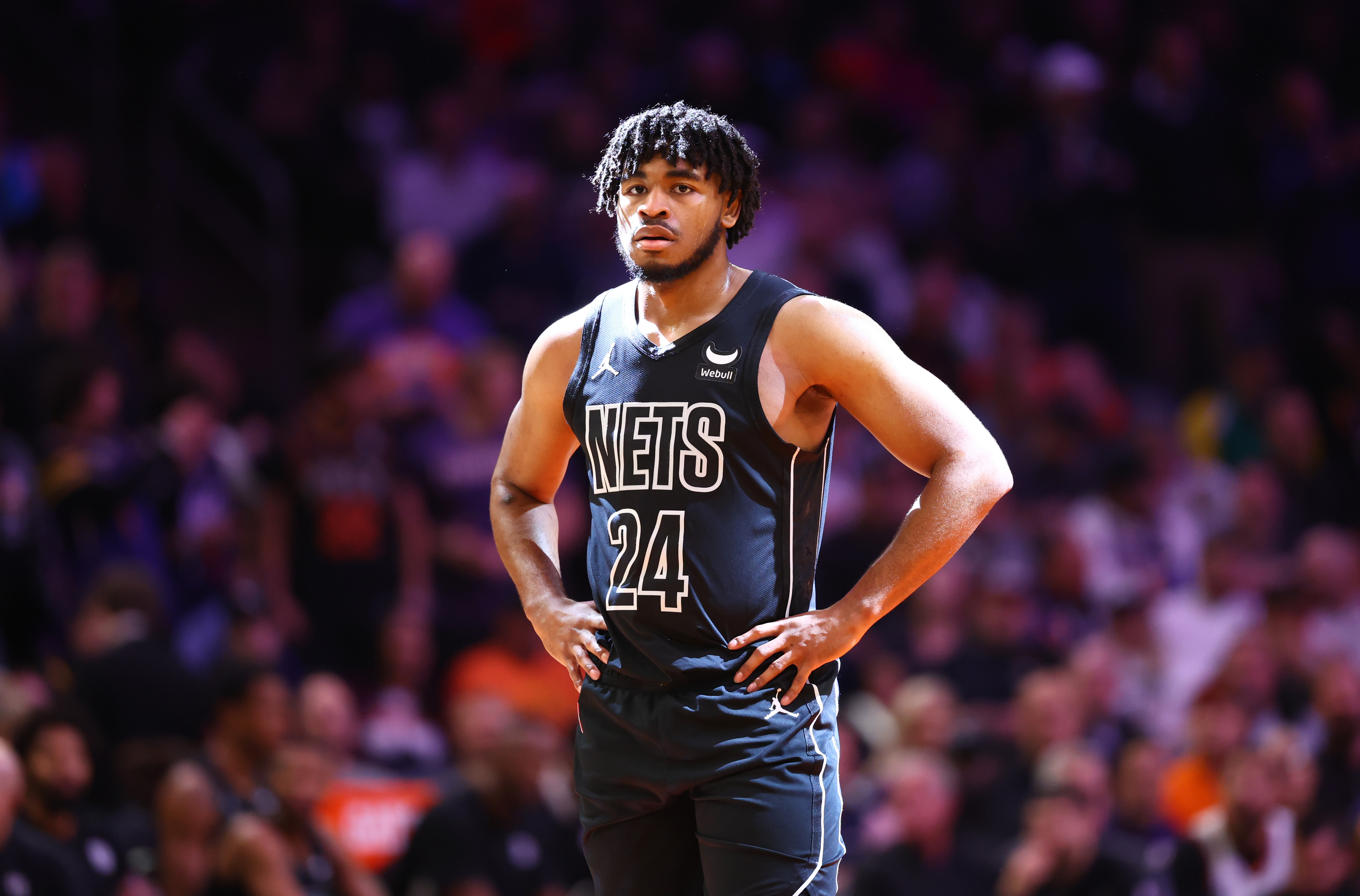 Brooklyn Nets guard Cam Thomas (24) against the Phoenix Suns at Footprint Center.