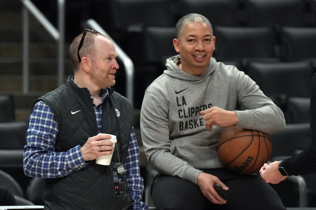 Los Angeles Clippers president Lawrence Frank and head coach Tyronn Lue
