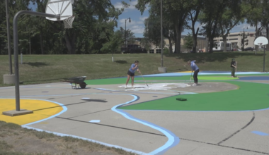 Community paints mural on Fargo basketball court