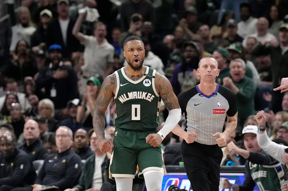 Former Milwaukee Bucks guard Damian Lillard (0).Michael McLoone-Imagn Images