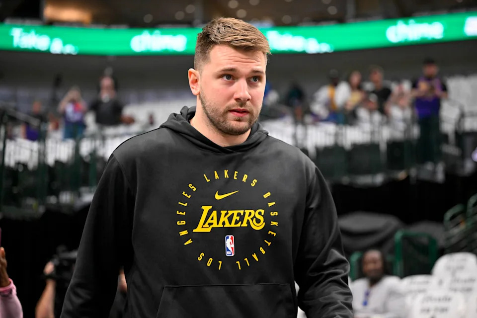 Los Angeles Lakers guard Luka Doncic (77).Jerome Miron-Imagn Images