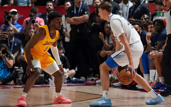 Bronny James in LA Lakers Vs. Dallas Mavericks match