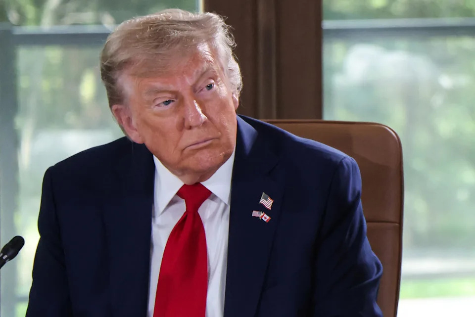 US President Donald Trump attends a working session during the Group of Seven (G7) Summit at the Pomeroy Kananaskis Mountain Lodge in Kananaskis, Alberta, Canada on June 16, 2025. (Photo by Ludovic MARIN / POOL / AFP) (Photo by LUDOVIC MARIN/POOL/AFP via Getty Images) LUDOVIC MARIN&sol;Getty Images