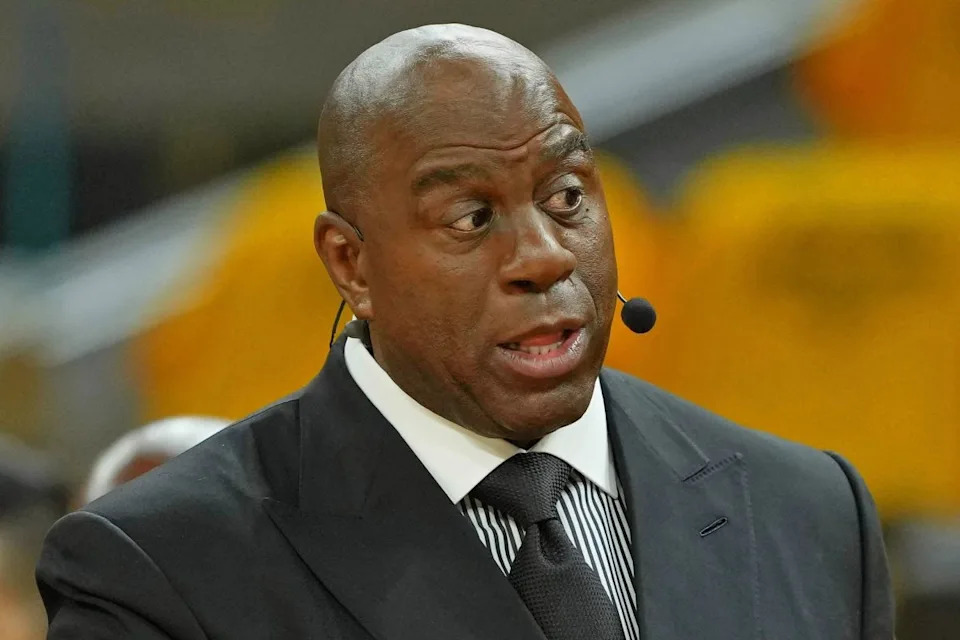 NBA legend Magic Johnson during the 2022 NBA Finals between the Golden State Warriors and the Boston Celtics at Chase Center.Darren Yamashita-Imagn Images