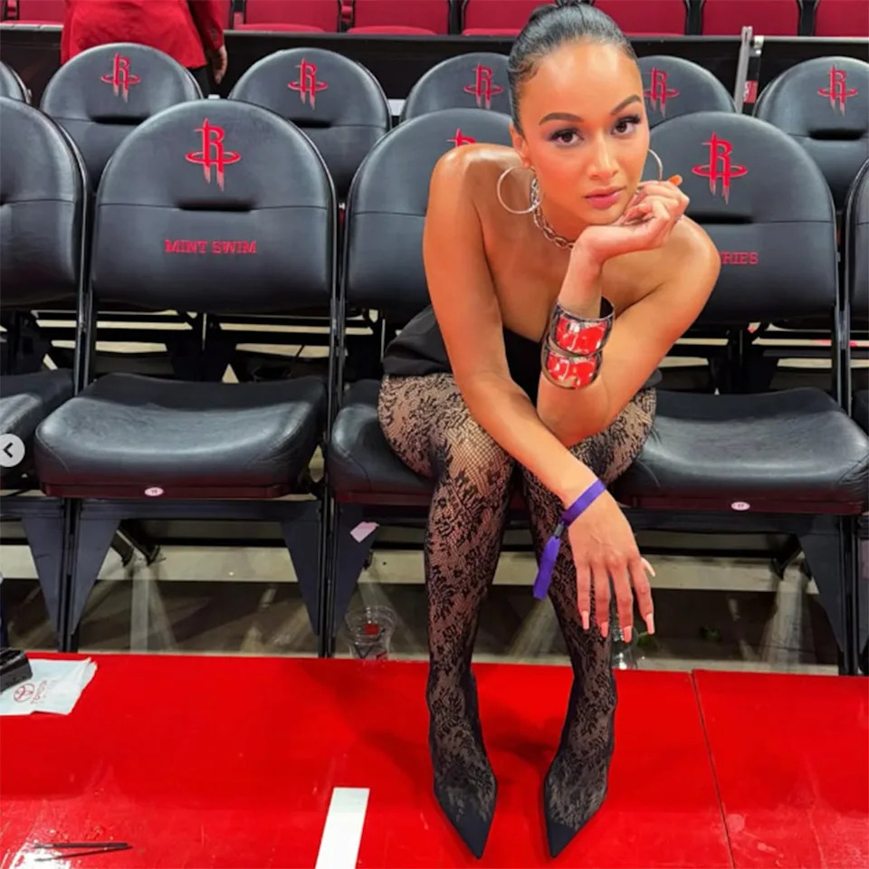 Draya Michele supporting boyfriend Jalen Green in her court side seat at a Rockets game during the 2024 season. Instagram/Draya Michele