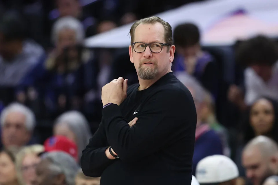 Philadelphia 76ers head coach Nick Nurse looks on during the fourth quarter against the Washington Wizards © Bill Streicher-Imagn Images