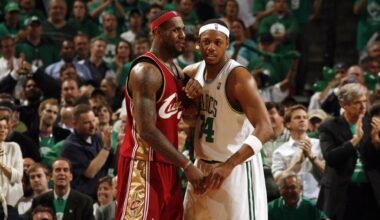 Footage caught LeBron James' angry four-word reaction to his mom during scrap with rival Paul Pierce
