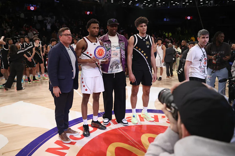 McDonald's All American West guard Darryn Peterson (22) and McDonald's All American East forward Cameron Boozer (12).Pamela Smith-Imagn Images