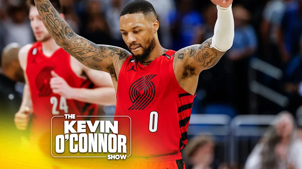 Portland Trail Blazers guard Damian Lillard (0) celebrates after a shot against the Orlando Magic during the second half of an NBA basketball game, March 5, 2023, in Orlando, Fla. (AP Photo/Kevin Kolczynski, File)