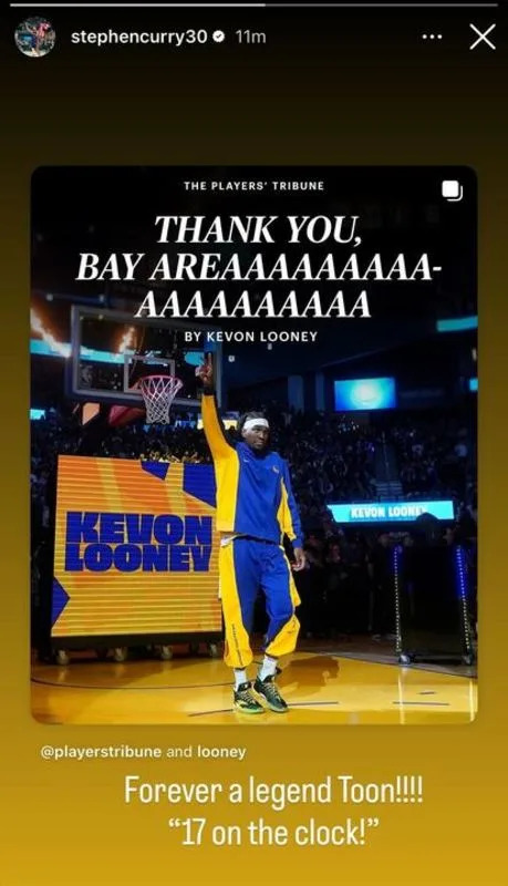 Stephen Curry's response to former teammate Kevon Looney's post.@stephencurry30/Instagram