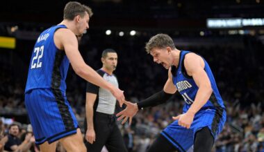 Franz (left) and Moe Wagner and the rest of the Orlando Magic will get to play a regular-season NBA game in the Wagners' hometown of Berlin in January. ((AP Photo/Phelan M. Ebenhack, file)