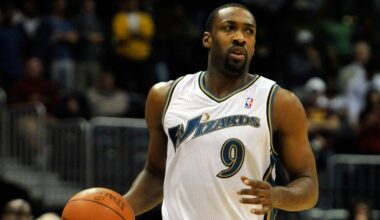 Washington Wizards guard Gilbert Arenas drives during an NBA game at Philips Arena, Nov. 25, 2010 in Atlanta. (AP Photo/Gregory Smith)
