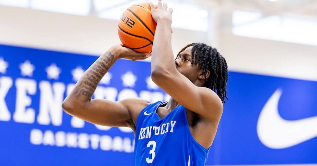 Photo of Tay Kinney (left) and Mark Pope via X/Twitter: @Taylen_0