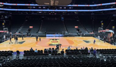 The Phoenix Suns' 2024 NBA Cup court....