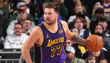 Luka Doncic, Jericho Sims deliver highlight-reel moments in Lakers-Bucks first half