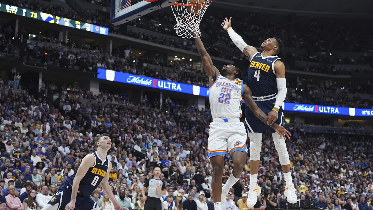 Shai Gilgeous-Alexander scores 25 points and leads Thunder past Denver 92-87 to tie series 2-2