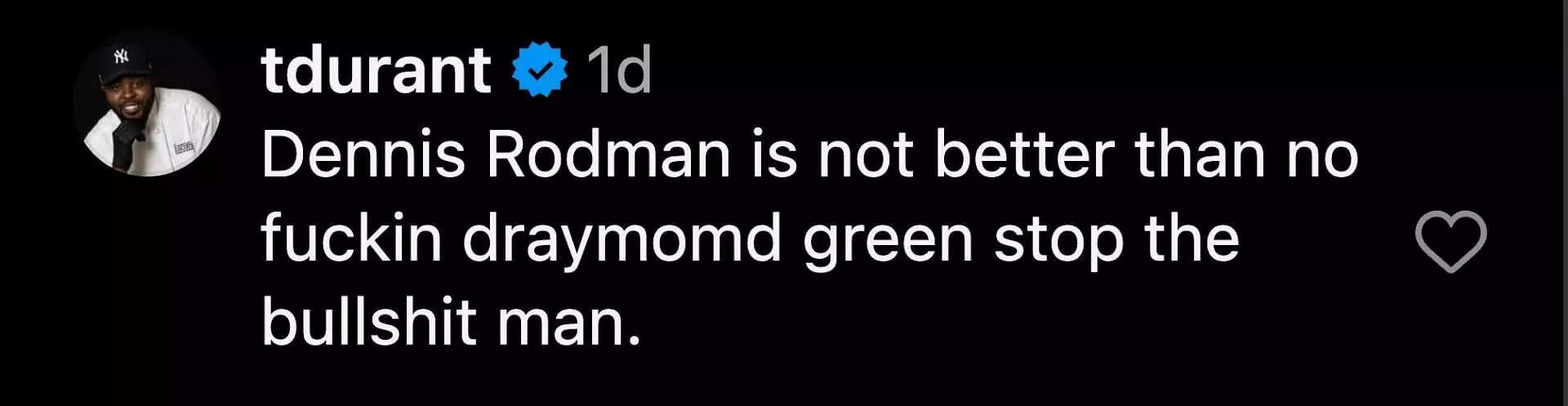 Tony Durant's Comment