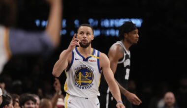 Curry scores 40 points and the Warriors finish a 4-1 trip with a 121-119 victory over the Nets