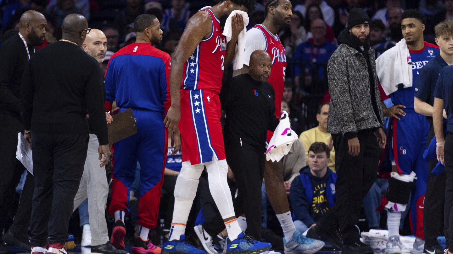 Joel Embiid sustains sinus fracture fighting for rebound, misses 2nd half of 76ers' loss to Pacers