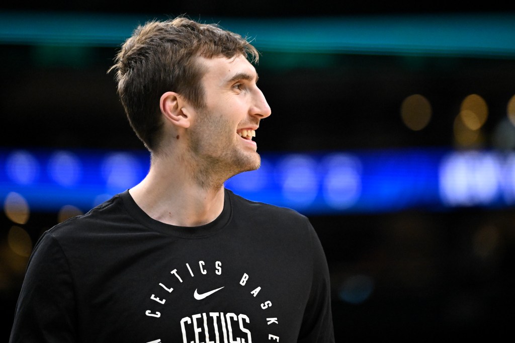 Luke Kornet of the Boston Celtics during warmups.