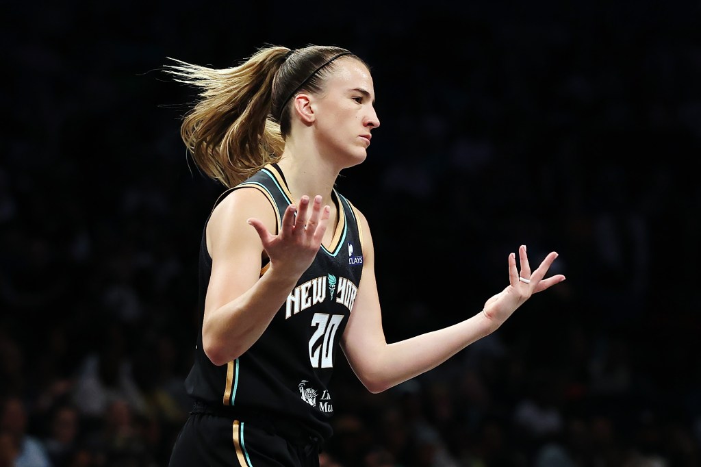 Sabrina Ionescu #20 of the New York Liberty during a game.