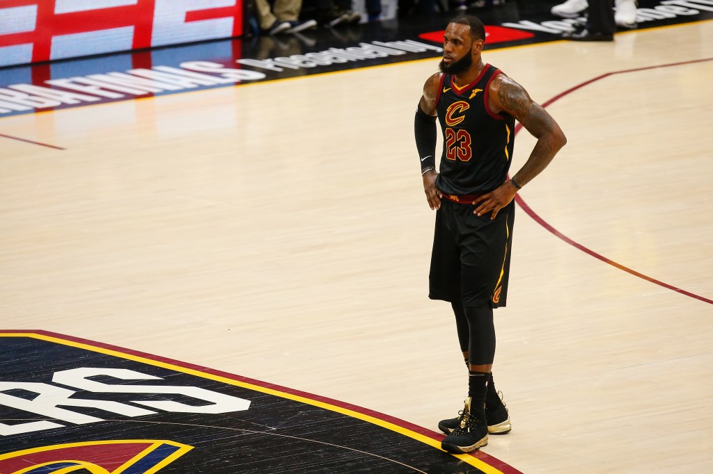 LeBron James on a basketball court.