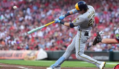 Christian Yelich uses Bob Uecker bat to power Brewers' incredible comeback for 13th straight win
