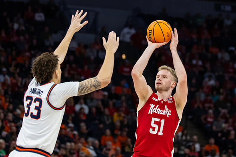 Nebraska's Rienk Mast attempts a shot.
